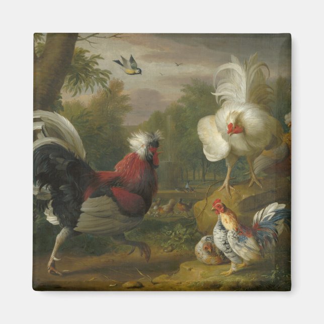 Vintage Jakob Bogdani The Cockrels Fight Magnet (Front)