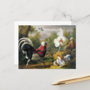 Vintage Jakob Bogdani The Cockrels Fight Postcard