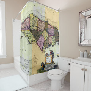 Vintage Jamaica 1680 Map Shower Curtain
