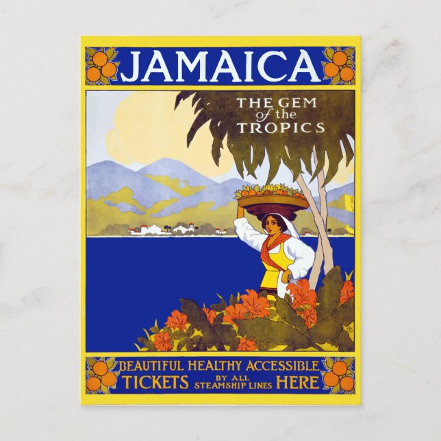 Vintage Jamaica Gem of the Tropics Travel Postcard (Front)
