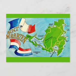 Vintage Jamaica Island Postcard Map