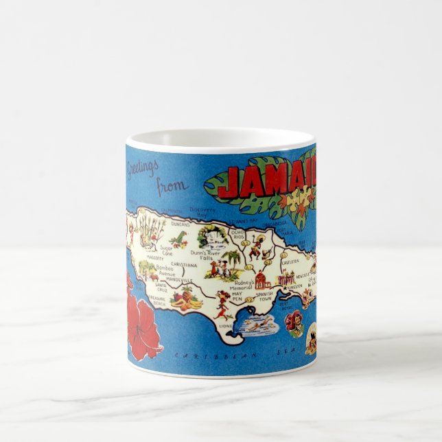 Vintage Jamaica Map Coffee Mug (Center)