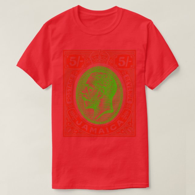 Vintage Jamaica Postage Stamp Design T-Shirt (Design Front)