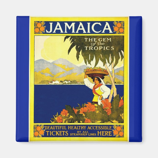Vintage Jamaica The Gem of the Tropics Magnet (Front)