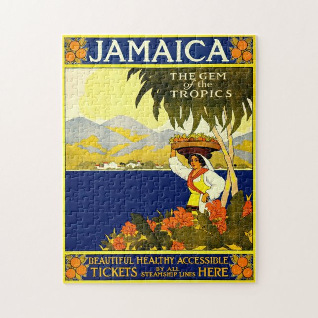 Vintage Jamaica Travel Illustration Jigsaw Puzzle (Vertical)