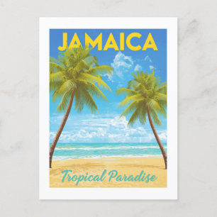 Vintage Jamaica Tropical Paradise Palm Tree Beach Postcard