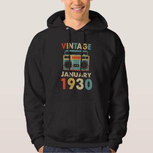 Vintage January 1930 Retro 80's Old School Boombox Hoodie