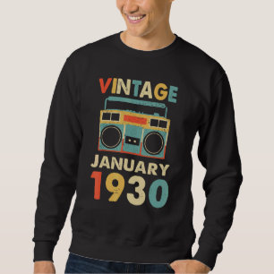 Vintage January 1930 Retro 80's Old School Boombox Sweatshirt