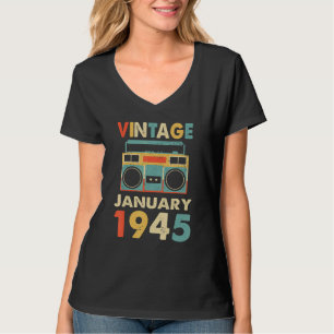 Vintage January 1945 Retro 80's Old School Boombox T-Shirt