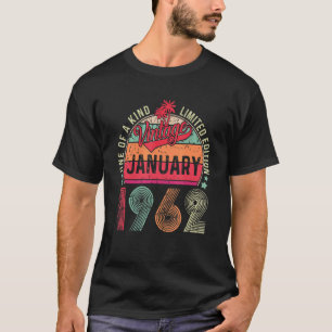 Vintage January 1962 60th Birthday 60 Years Old T-Shirt