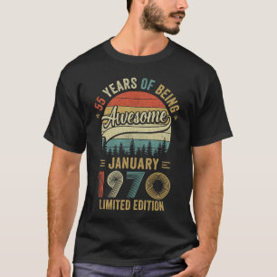 Vintage January 1970 55 Year Old 55th Birthday Men T-Shirt