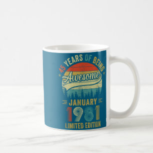 Vintage January 1981 Old 45th Birthday Men Women  Coffee Mug