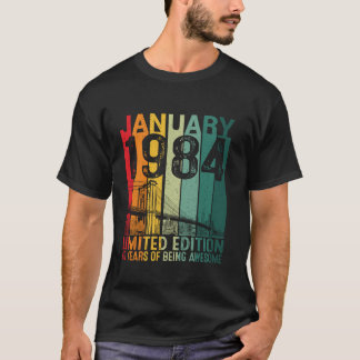 Vintage January 1984 40th Birthday Gifts Women 40  T-Shirt