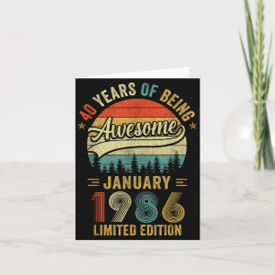 Vintage January 1986 Old 40th Birthday Men Women Card
