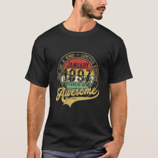 Vintage January 1997 25 Years Born In 1997 25Th Bd T-Shirt