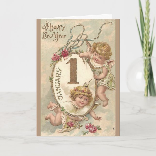 Vintage - January 1st - Happy New Year, Card (Front)