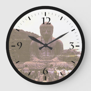 Vintage Japan Kamakura Great Buddha tourists Postc Large Clock