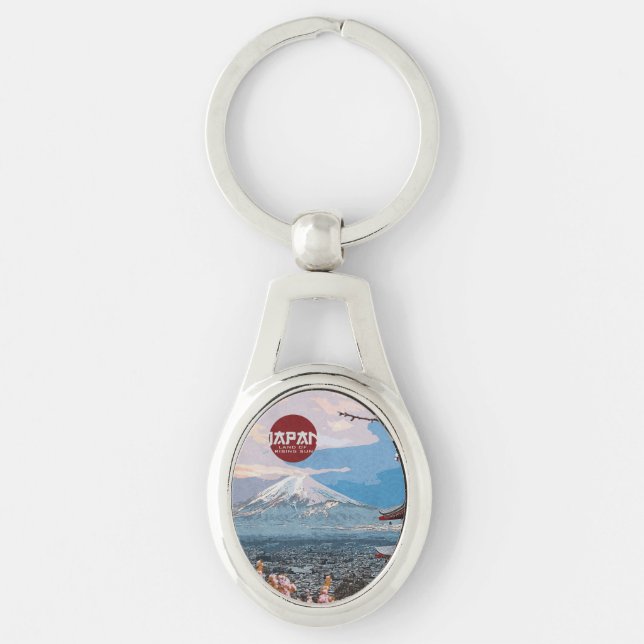 Vintage Japan Mt. Fuji Travel     Key Ring (Front)