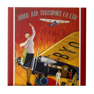 Vintage Japanese Airline Ad Tile