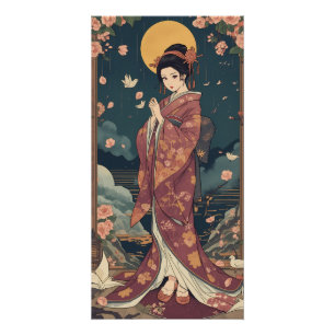 Vintage Japanese Anime Kimono Girl Aesthetic Art P Poster