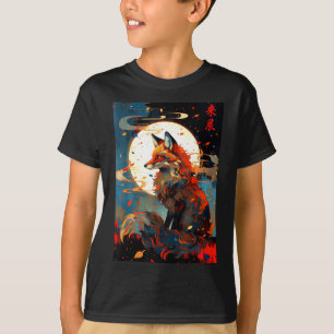 Vintage Japanese Art Fox In The Moon Night Scenery T-Shirt
