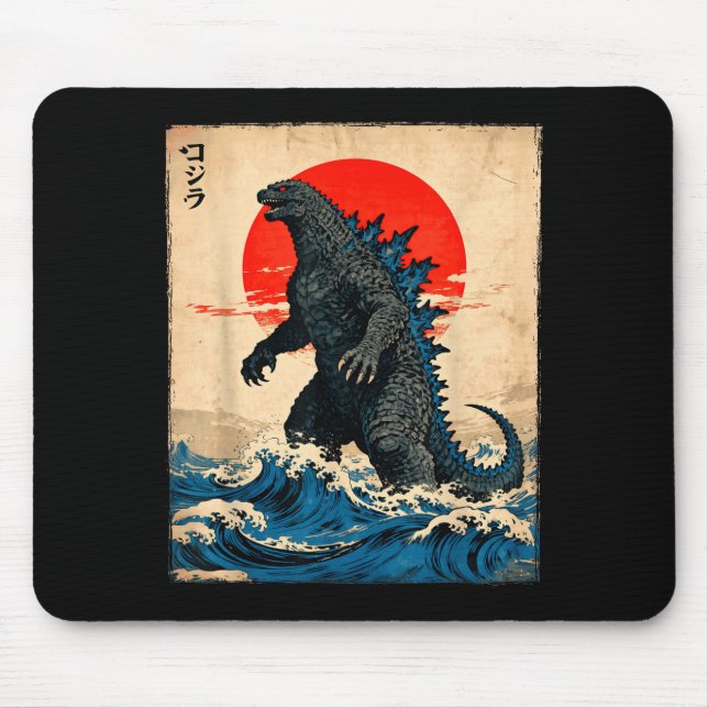 Vintage Japanese Art Kaiju Monster  Mouse Mat (Front)