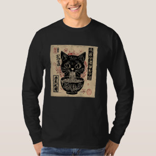 Vintage Japanese Art Kitten Lover Cute Ramen Cat T-Shirt