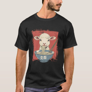 Vintage Japanese Art Noodle Lover Cute Lamb Sheep T-Shirt