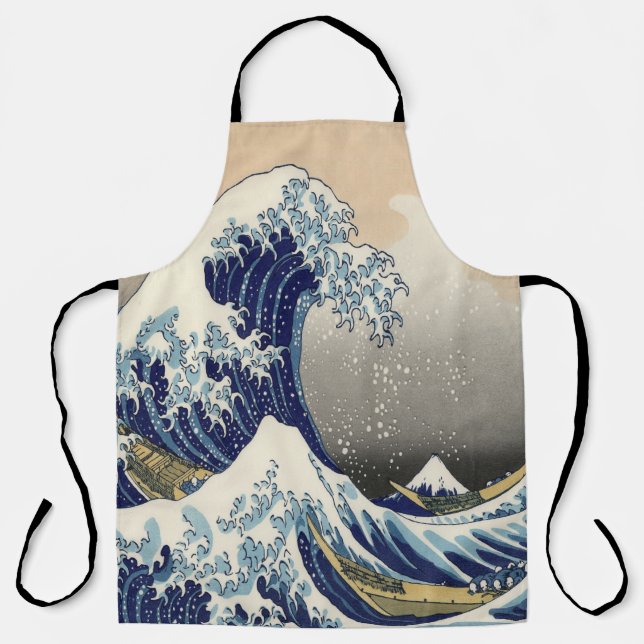 vintage japanese  art ocean landscape great wave apron (Front)