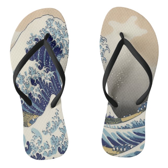 vintage japanese  art ocean landscape great wave flip flops (Footbed)