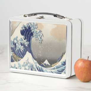 vintage japanese  art ocean landscape great wave metal lunch box