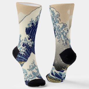 vintage japanese  art ocean landscape great wave socks