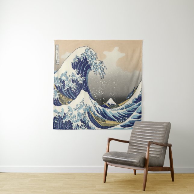 vintage japanese  art ocean landscape great wave tapestry (In Situ)