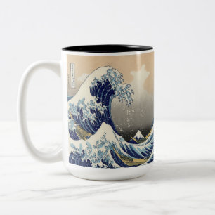 vintage japanese art ocean landscape great wave Two-Tone coffee mug