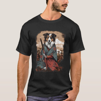 Vintage Japanese Art Samurai Australian Shepherd D T-Shirt