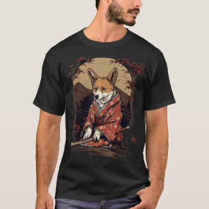 Vintage Japanese Art Samurai Cardigan Welsh Corgi T-Shirt