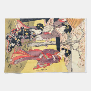 VINTAGE JAPANESE ART  TEA TOWEL