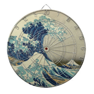 Vintage Japanese Art, The Great Wave by Hokusai Dartboard