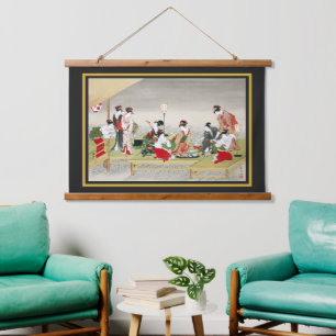 Vintage Japanese Art Utagawa Toyohiro Print Hanging Tapestry