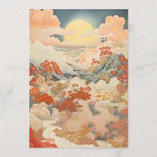 Vintage japanese art wedding menu