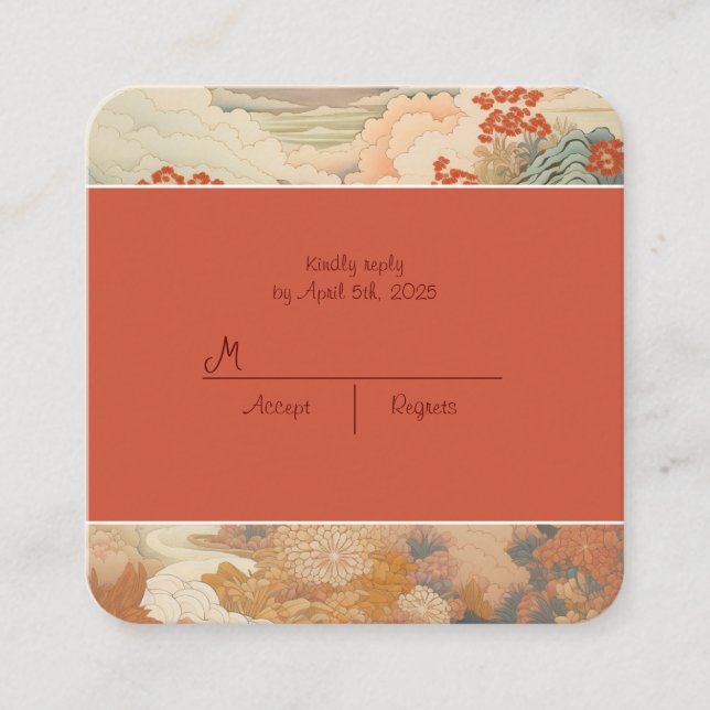 Vintage japanese art wedding rsvp enclosure card (Front)