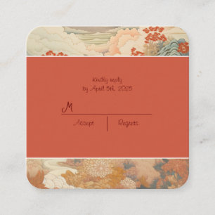 Vintage japanese art wedding rsvp enclosure card