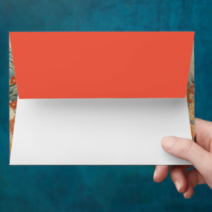 Vintage japanese art wedding rsvp envelope