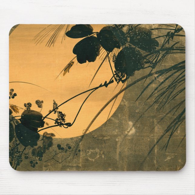 Vintage Japanese Autumn Grass in Moonlight Mouse Mat (Front)
