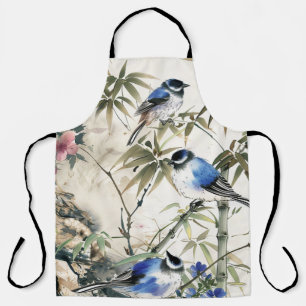 Vintage Japanese Bird Blossom Apron