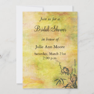 Vintage Japanese Bird Bridal Shower Invitation