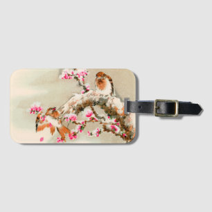 Vintage japanese birds on a branch luggage tag
