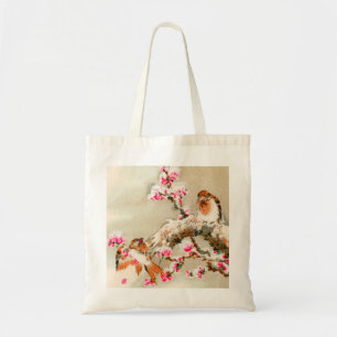 Vintage japanese birds on a branch tote bag