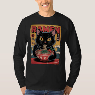 Vintage Japanese Black Cat Ramen T-Shirt