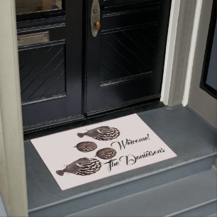 Vintage Japanese Blowfish Fish Art Welcome Doormat